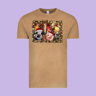 Christmas Farm Animals Vintage Tee Designed By Ranaportraitstore