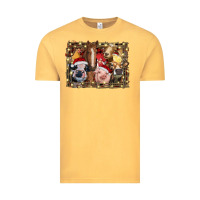 Vintage Mustard christmas farm animals Vintage Tee - RanaPortraitStore