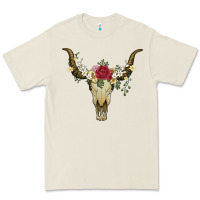 Bone bull skull with rose and flowers Premium Tee - Artiststas