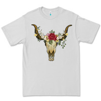 Dove Grey bull skull with rose and flowers Premium Tee - Artiststas