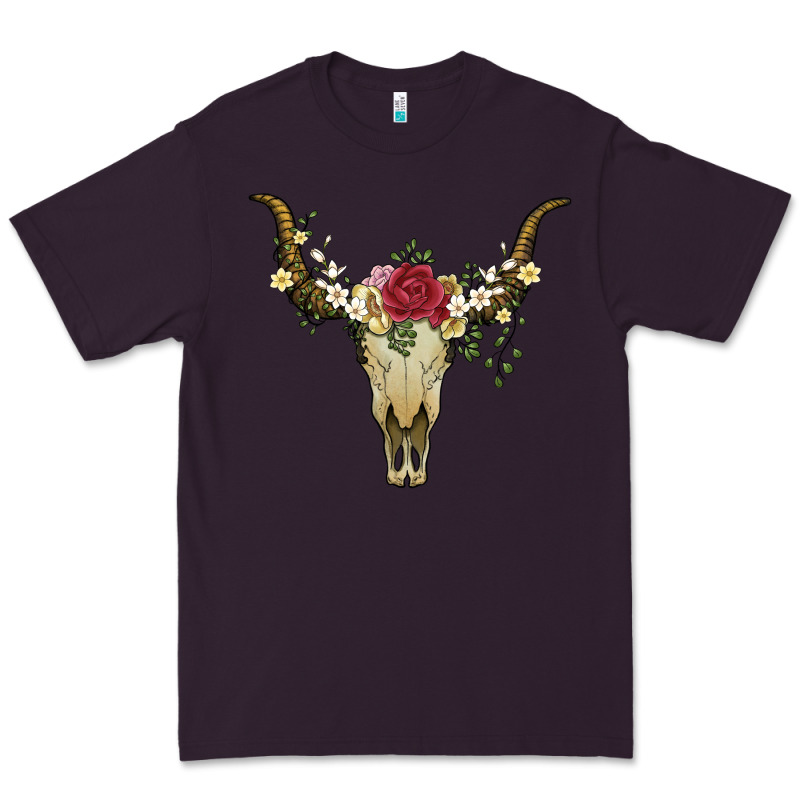 Bull Skull With Rose And Flowers Premium Tee by Artiststas | Teevron
