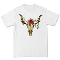 White bull skull with rose and flowers Premium Tee - Artiststas