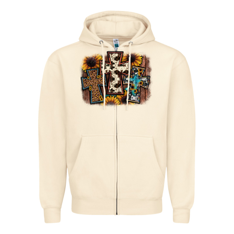 Cross Background Zipper Hoodie by JahusDesignShop | Teevron