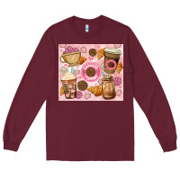 Burgundy cafecito y chisme. Long Sleeve Tee - JahusDesignShop