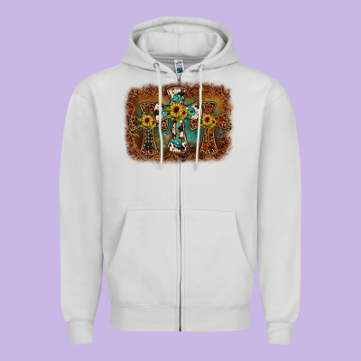 Cross Backgraund Zipper Hoodie Designed By Jahusdesignshop