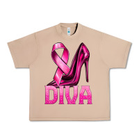 Burro Breast Cancer Diva Ribbon and Heels Urban Heavy Tee - texasbilliewilder