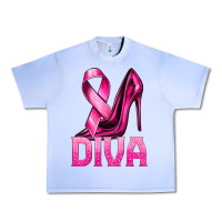Grape Ice Breast Cancer Diva Ribbon and Heels Urban Heavy Tee - texasbilliewilder