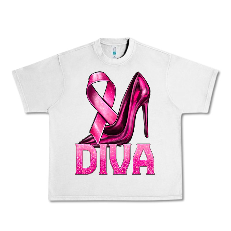 Breast Cancer Diva Ribbon And Heels Urban Heavy Tee by texasbilliewilder | Teevron