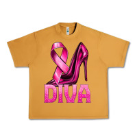 Peanut Butter Breast Cancer Diva Ribbon and Heels Urban Heavy Tee - texasbilliewilder