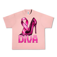 Salmon Breast Cancer Diva Ribbon and Heels Urban Heavy Tee - texasbilliewilder