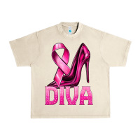Sandshell Breast Cancer Diva Ribbon and Heels Urban Heavy Tee - texasbilliewilder