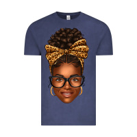 Vintage Denim afro woman messy bun Vintage Tee - texasbilliewilder