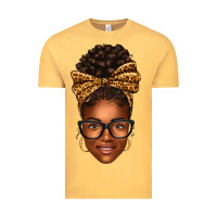 Vintage Mustard afro woman messy bun Vintage Tee - texasbilliewilder