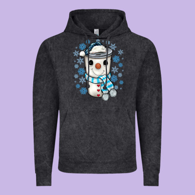 Snowman Coffee Cup Vintage Hoodie Designed By Jahusdesignshop