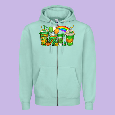 St Patricks Coffee Zipper Hoodie Designed By Jasminsmagicworld