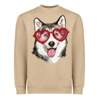 Mushroom husky with love glasses Heavyweight Sweatshirt - RanaPortraitStore