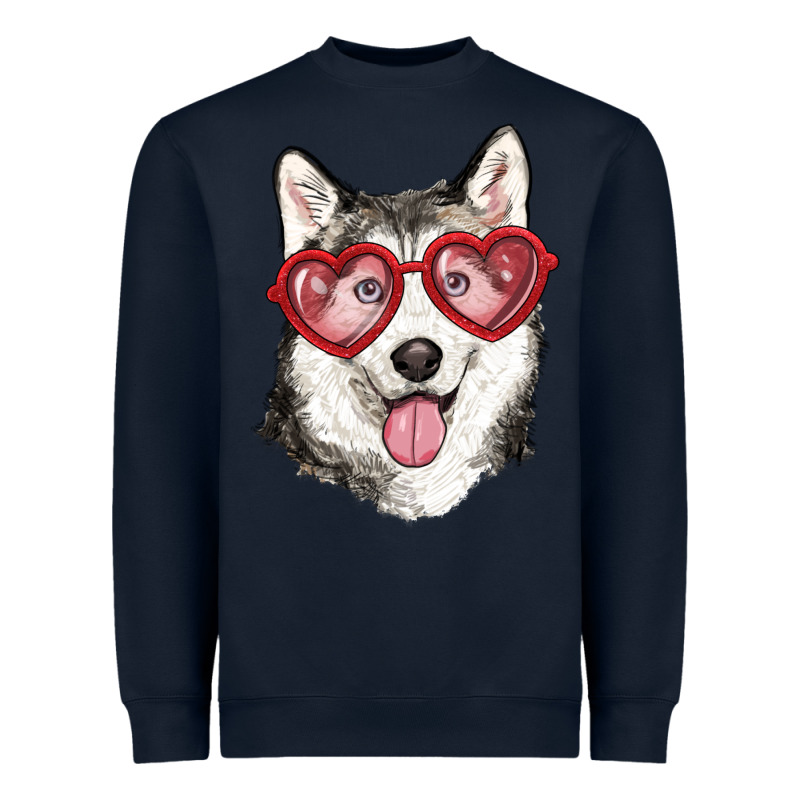 Husky With Love Glasses Heavyweight Sweatshirt by RanaPortraitStore | Teevron
