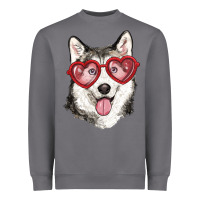 Storm husky with love glasses Heavyweight Sweatshirt - RanaPortraitStore