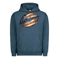 Pigment Midnight Navy Vintage American Flag With Leopard Pattern Urban Hoodie - Bettercallsaul
