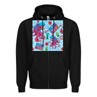 Black summer and octopus seamless pattern Zipper Hoodie - BundleAndBundleShop