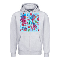 Heather Grey summer and octopus seamless pattern Zipper Hoodie - BundleAndBundleShop