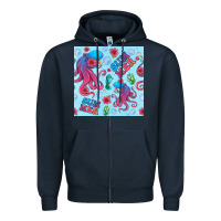 Navy summer and octopus seamless pattern Zipper Hoodie - BundleAndBundleShop