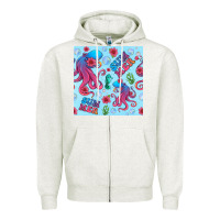 Oatmeal Heather summer and octopus seamless pattern Zipper Hoodie - BundleAndBundleShop