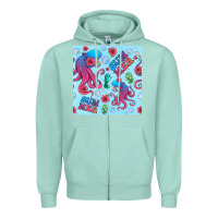 Seafoam summer and octopus seamless pattern Zipper Hoodie - BundleAndBundleShop
