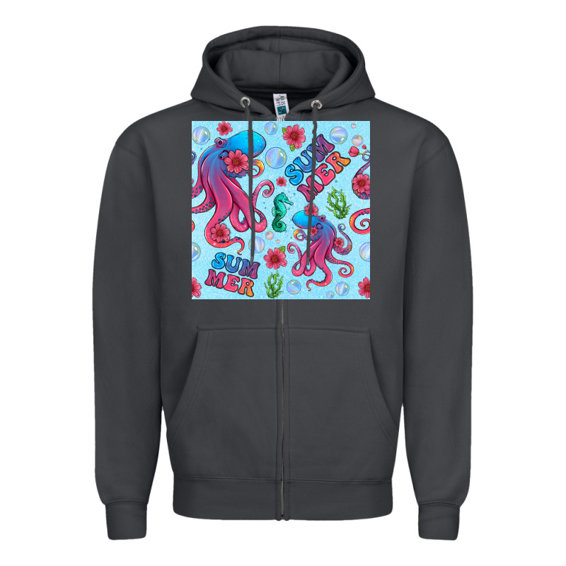 Summer And Octopus Seamless Pattern Zipper Hoodie by BundleAndBundleShop | Teevron