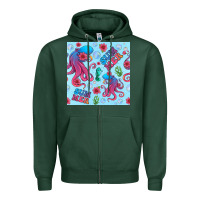 Sports Green summer and octopus seamless pattern Zipper Hoodie - BundleAndBundleShop