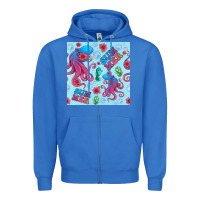 True Royal summer and octopus seamless pattern Zipper Hoodie - BundleAndBundleShop