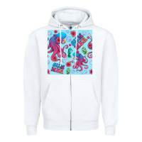 White summer and octopus seamless pattern Zipper Hoodie - BundleAndBundleShop