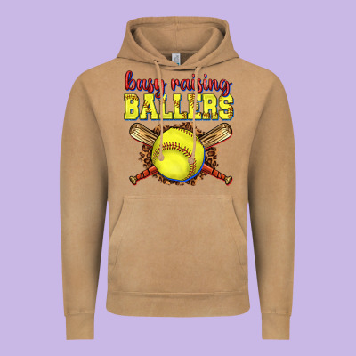 Busy Raising Ballers Softball Vintage Hoodie Designed By Texasbilliewilder