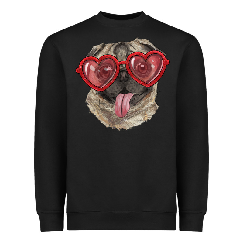Pug With Love Glasses Heavyweight Sweatshirt by RanaPortraitStore | Teevron
