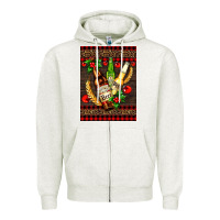 Oatmeal Heather beer bottles with mistletoe Zipper Hoodie - AdoDesignShop