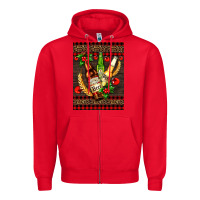 Red beer bottles with mistletoe Zipper Hoodie - AdoDesignShop