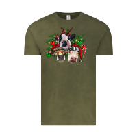 Vintage Olive christmas cows with tree Vintage Tee - RanaPortraitStore