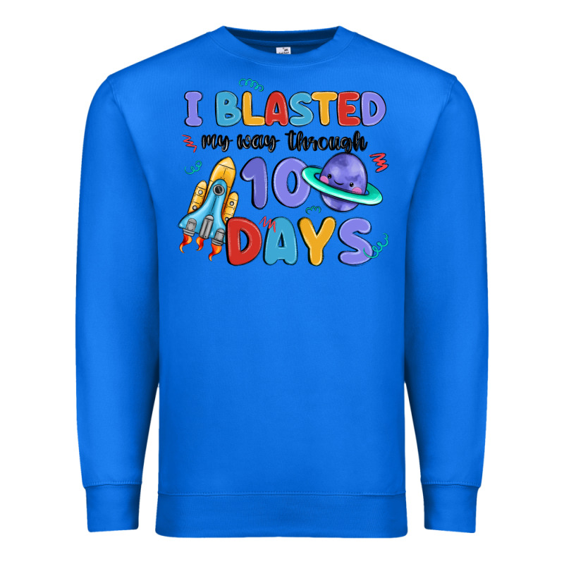 I Blasted My Way Through 100 Days Premium Sweatshirt by MaliasSmallBusiness | Teevron