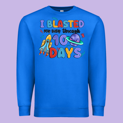 I Blasted My Way Through 100 Days Premium Sweatshirt Designed By Maliassmallbusiness