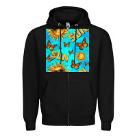 Black sun with butterfly seamless pattern Zipper Hoodie - BundleAndBundleShop