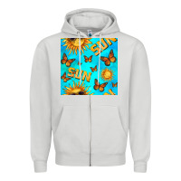 Dove Grey sun with butterfly seamless pattern Zipper Hoodie - BundleAndBundleShop
