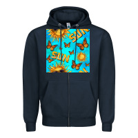 Navy sun with butterfly seamless pattern Zipper Hoodie - BundleAndBundleShop