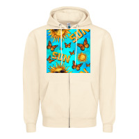 Sandshell sun with butterfly seamless pattern Zipper Hoodie - BundleAndBundleShop