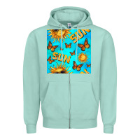 Seafoam sun with butterfly seamless pattern Zipper Hoodie - BundleAndBundleShop