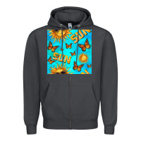 Smoke sun with butterfly seamless pattern Zipper Hoodie - BundleAndBundleShop