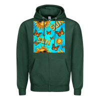 Sports Green sun with butterfly seamless pattern Zipper Hoodie - BundleAndBundleShop
