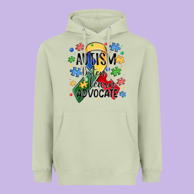 Autism Listen Learn Advocate Heavyweight Hoodie Designed By Maliassmallbusiness