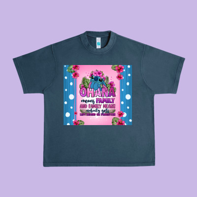 Ohana Means Family Stitch Urban Heavy Tee Designed By Zillion Design Studio