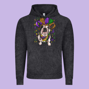Mardi Gras Hat  English Bulldog Vintage Hoodie Designed By Ranaportraitstore