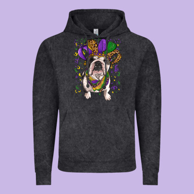 Vintage Hoodie Mardi gras hat  english bulldog